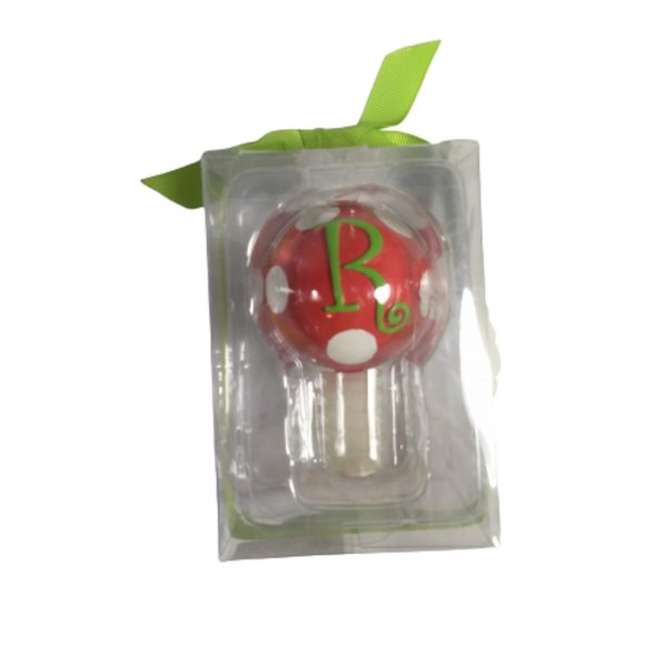 Wine Bottle Stopper R Monogram MSC Christmas Red White NEW - Picture 3 of 5